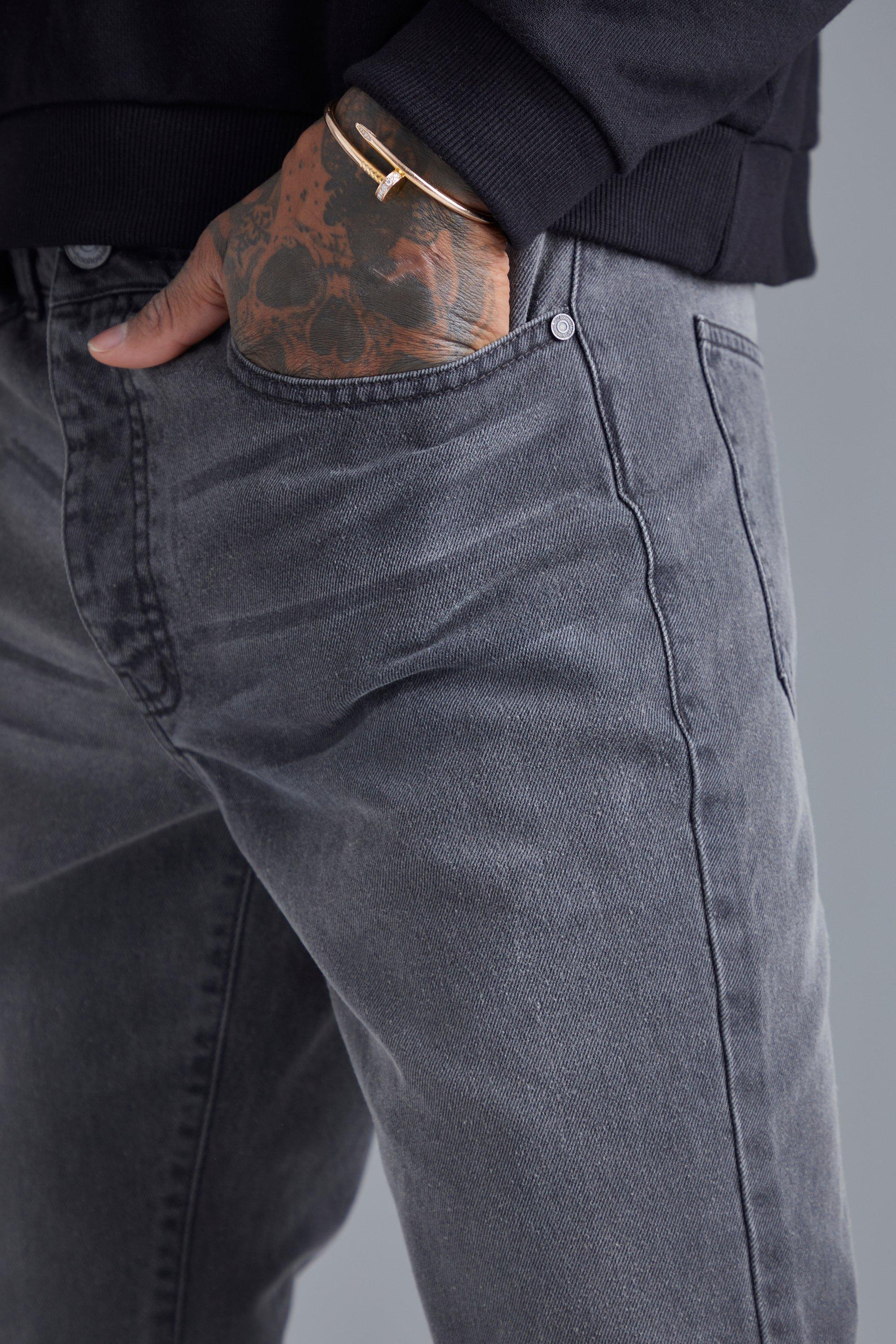 Mens dark grey sales slim fit jeans